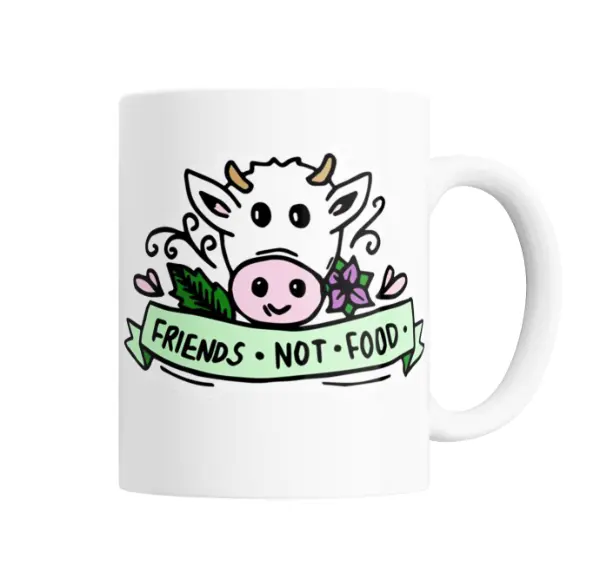 Taza de Cerámica Vegan Friends Not Food Vaca