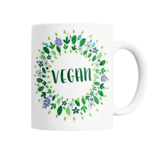 Taza de Cerámica Vegan Corona de Hojas y Flores