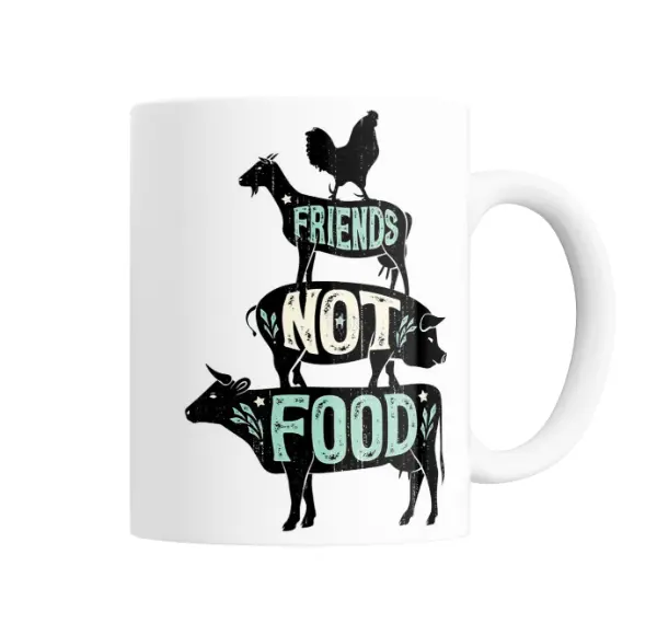 Taza de Cerámica Friends Not Food Animales Granja