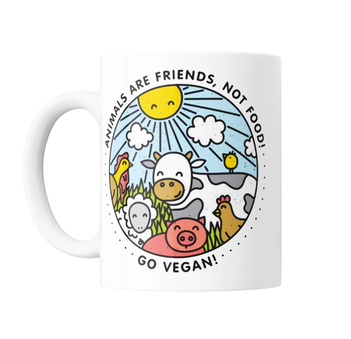Taza de Cerámica Animals Are Friends Not Food Go Vegan - vista 2