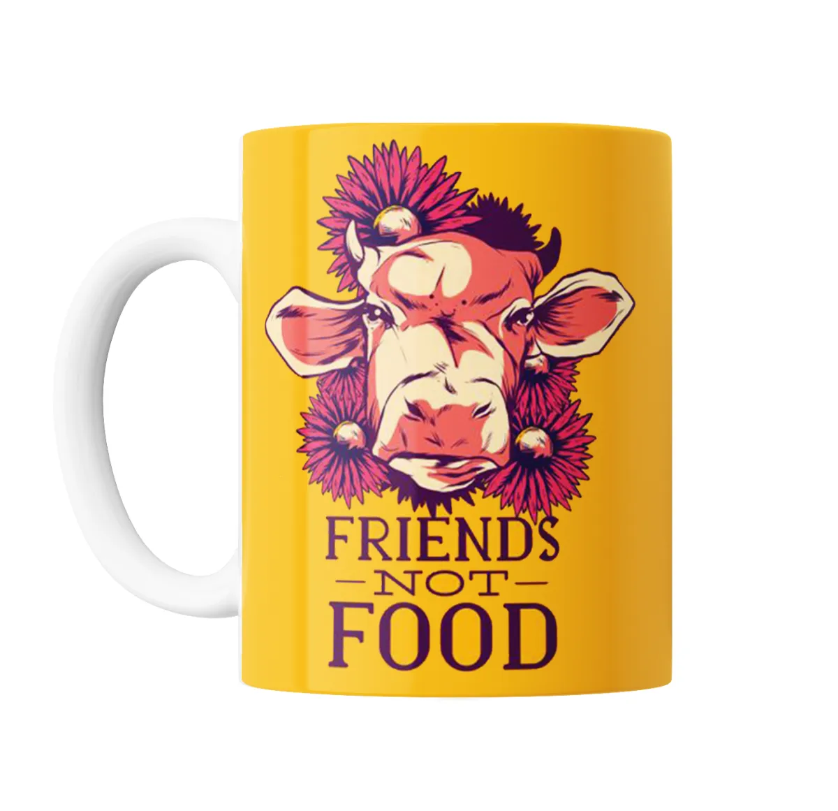 Taza de Cerámica Vegan Friends Not Food Vaca con Flores - vista 2