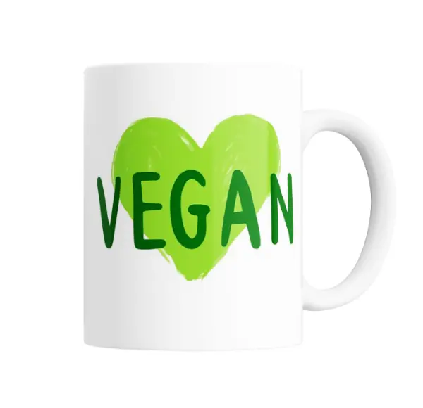 Taza de Cerámica Vegan Corazón Verde