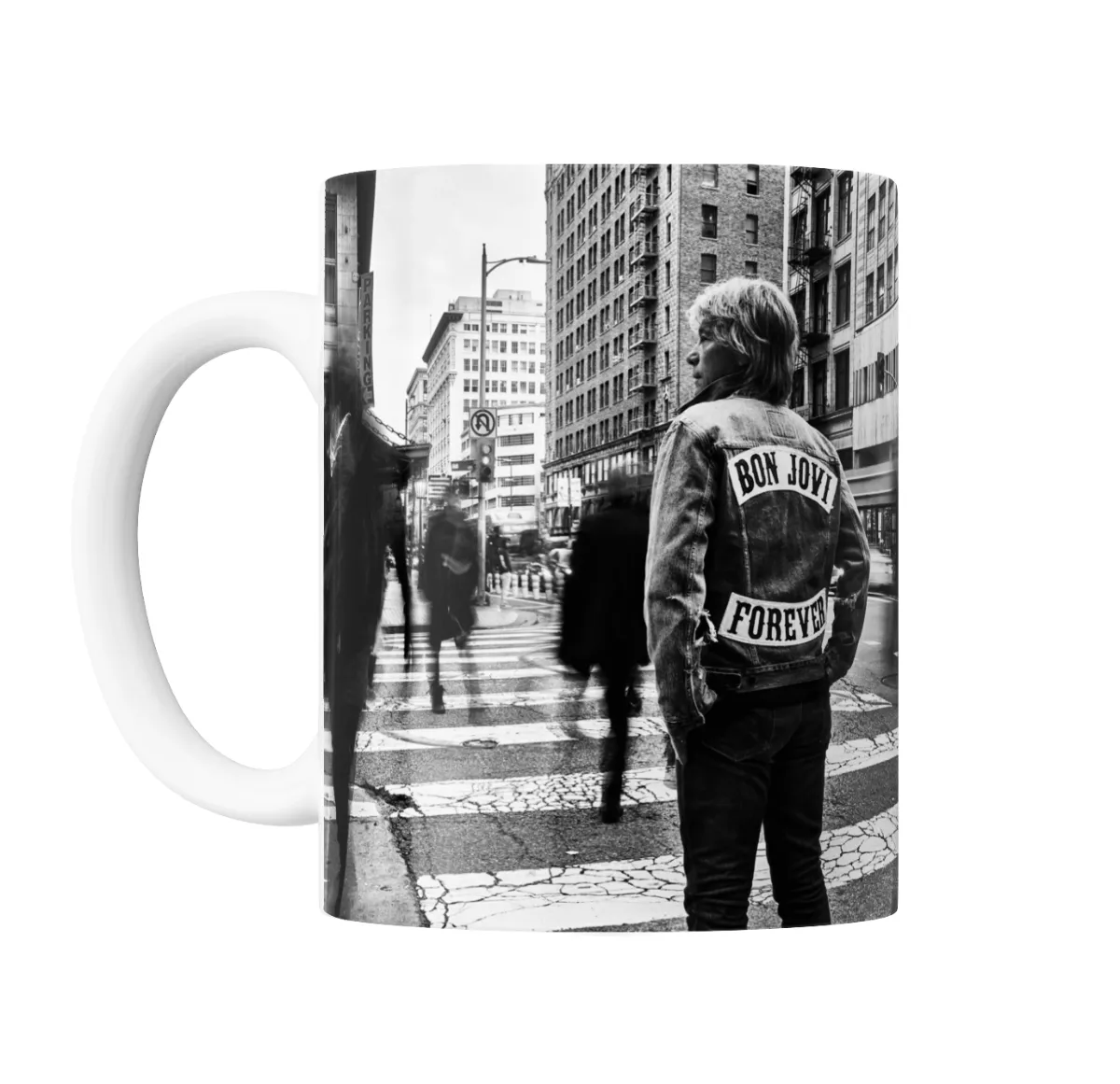 Taza de Cerámica Bon Jovi Forever Campera Denim Blanco y Negro - vista 2