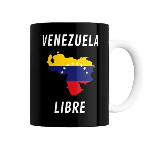 Taza de Cerámica Venezuela Libre Mapa con Bandera