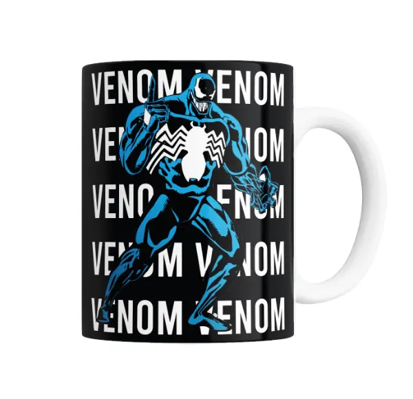 Taza de Cerámica Venom Azul Texto Repetido