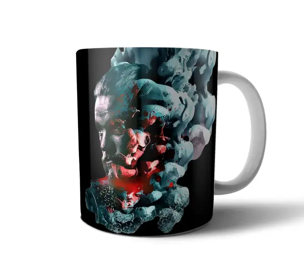 Taza de Cerámica Vikingos Ragnar Lothbrok Retrato Abstracto