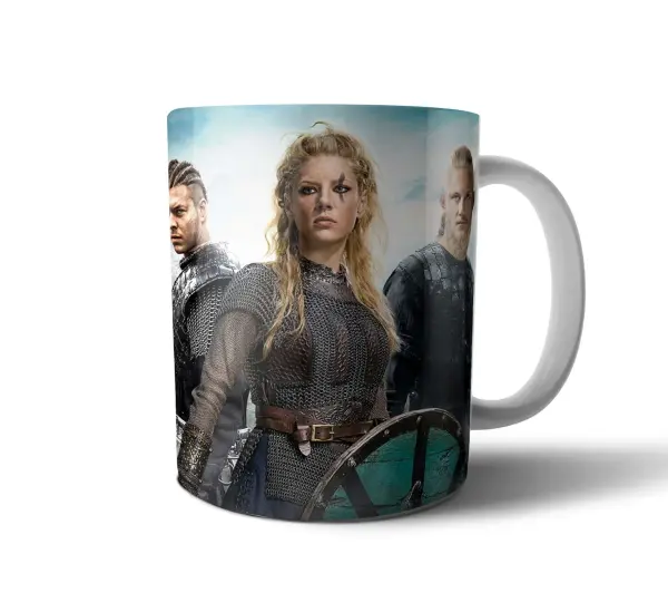 Taza de Cerámica Vikingos Lagertha Ragnar y Bjorn
