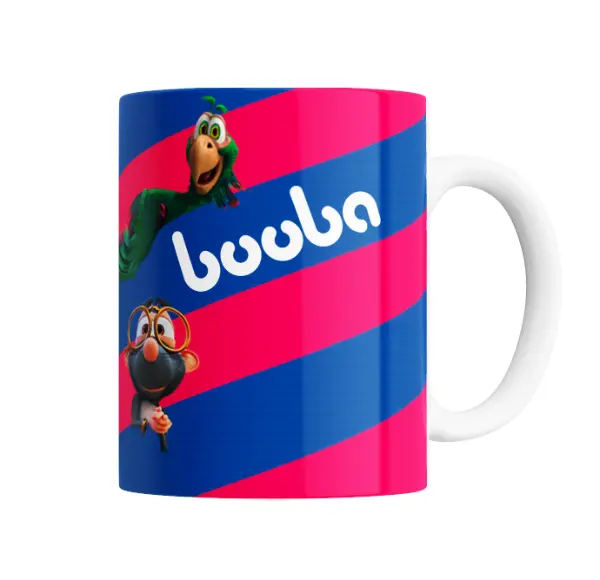 Taza de Cerámica Booba Personajes Azul y Rosa