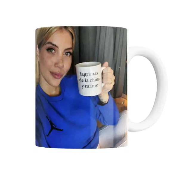 Taza de Cerámica Wanda Nara Lágrimas de la China y Mauro