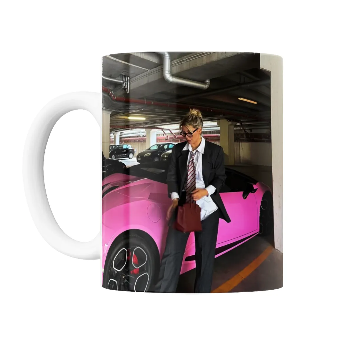 Taza de Cerámica Wanda Nara Auto Rosa - vista 2