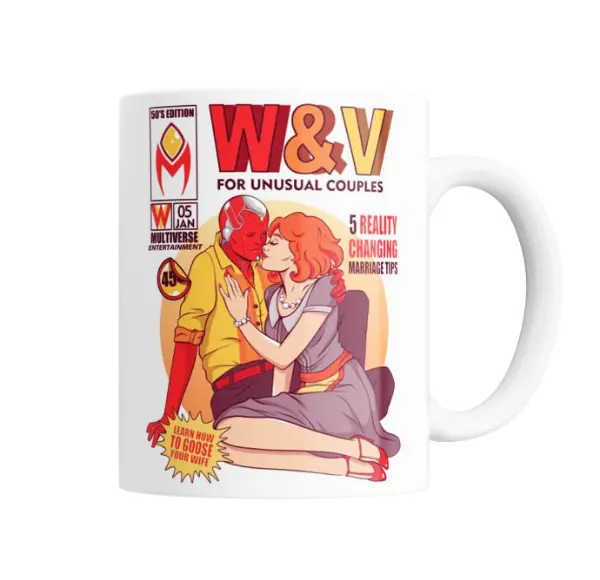 Taza de Cerámica WandaVision Vision y Scarlet Witch Revista Retro