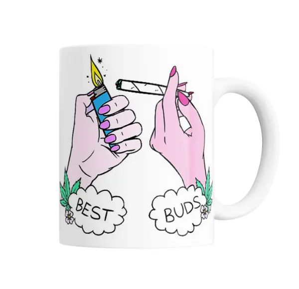 Taza de Cerámica Best Buds Marihuana con Encendedor