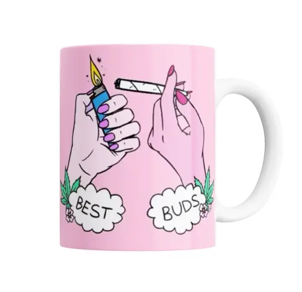 Taza de Cerámica Weed Best Buds Encendedor y Porro