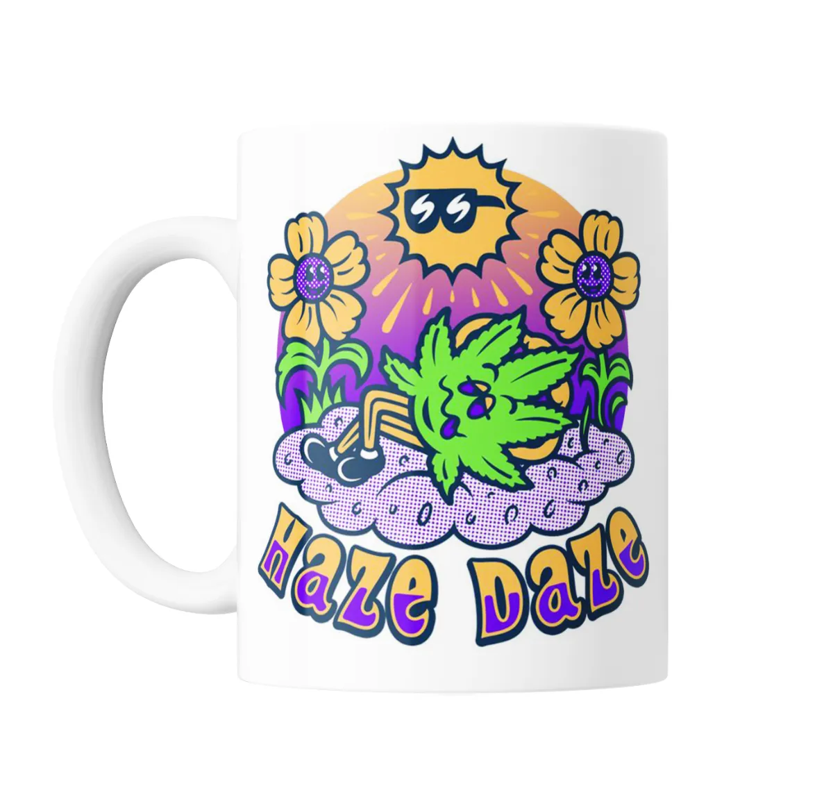 Taza de Cerámica Haze Daze Cannabis Sol y Flores - vista 2