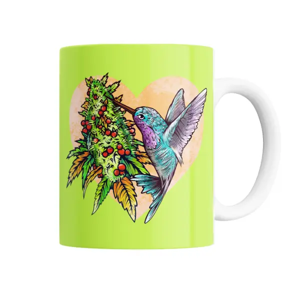 Taza de Cerámica Colibrí y Cogollo