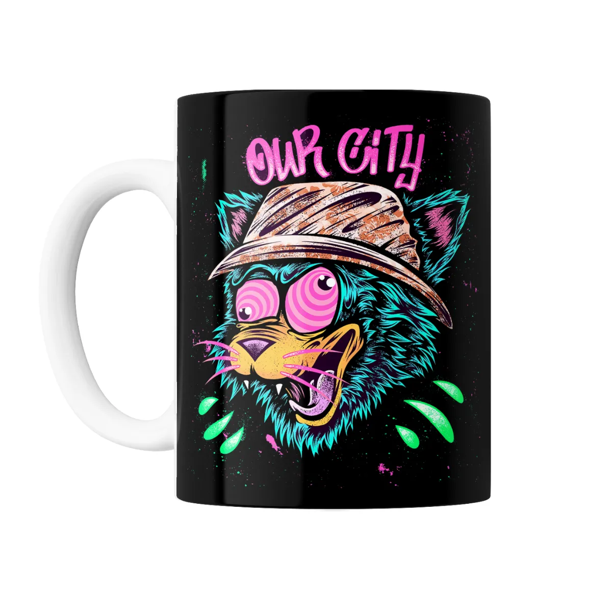 Taza de Cerámica Weed Our City Gato con Sombrero - vista 2