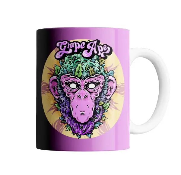 Taza de Cerámica Grape Ape Mono con Hojas