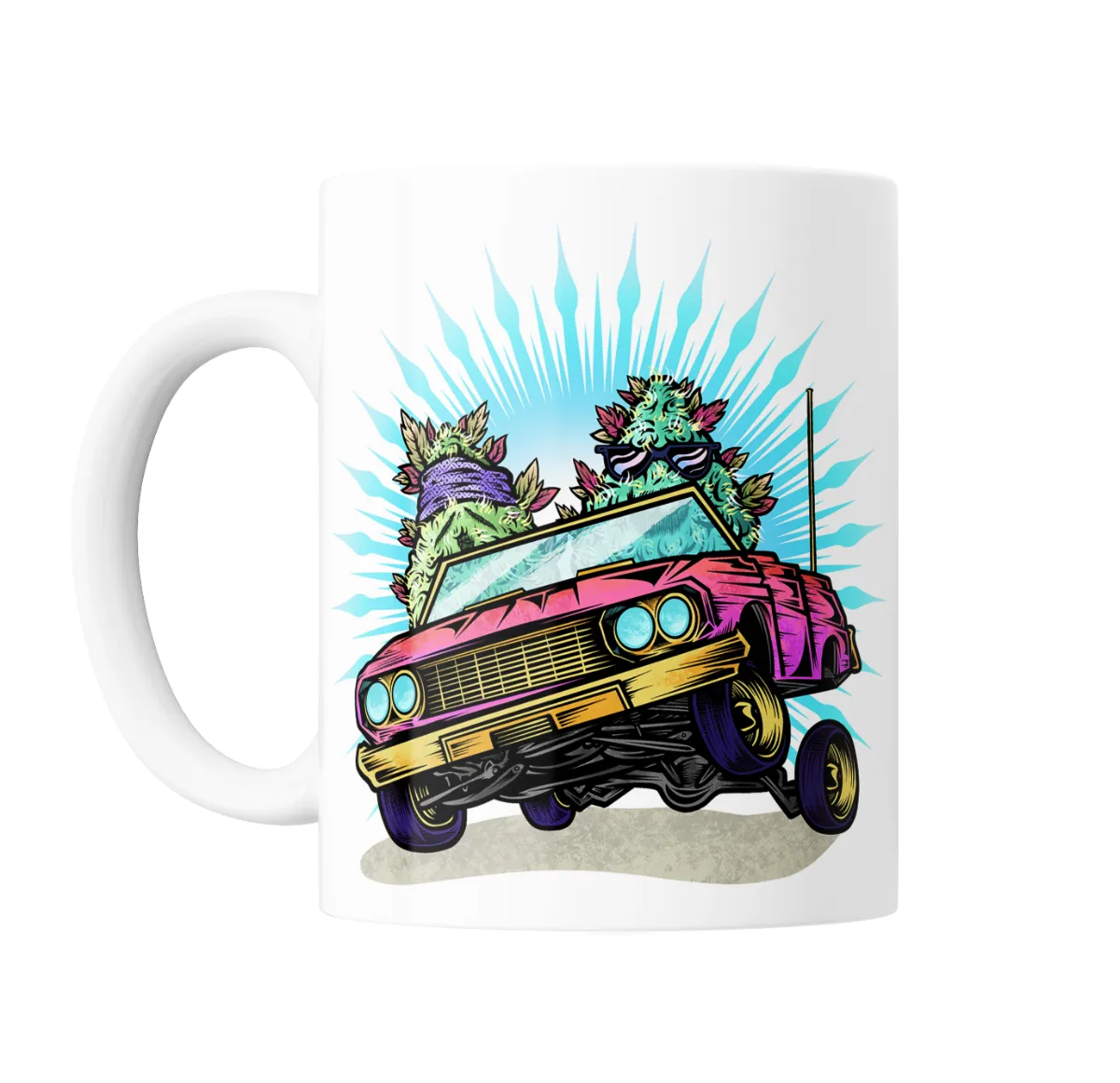 Taza de Cerámica Weed Auto Lowrider Cannabis con Lentes - vista 2