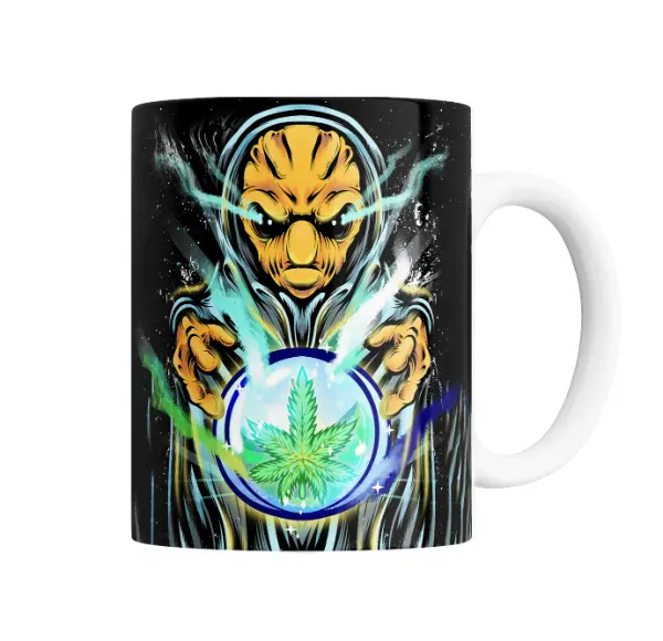 Taza de Cerámica Weed Alien Mago Cannabis