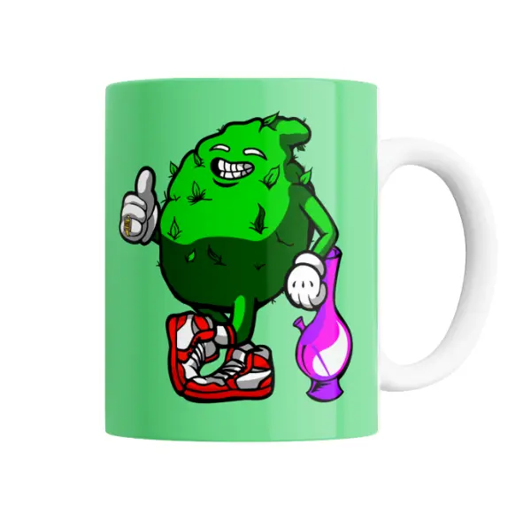 Taza de Cerámica Cannabis Cartoon Pipa Zapatillas