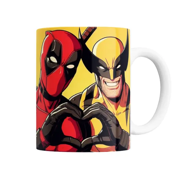 Taza de Cerámica Marvel Deadpool y Wolverine Corazones