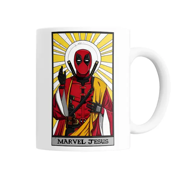 Taza de Cerámica Deadpool Marvel Jesus Tarjeta del Tarot