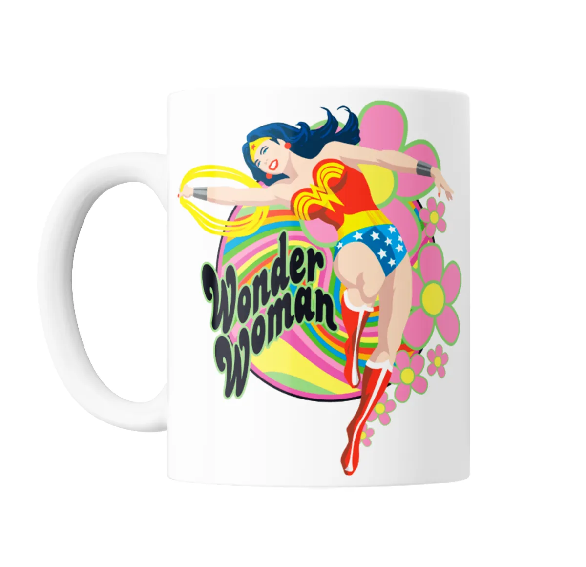 Taza de Cerámica Wonder Woman Retro Flores Arcoíris - vista 2