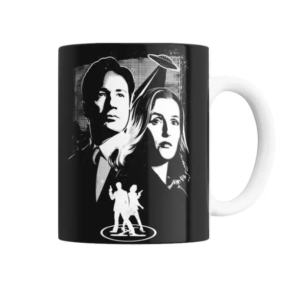 Taza de Cerámica X Files Mulder y Scully con Platillo Volador