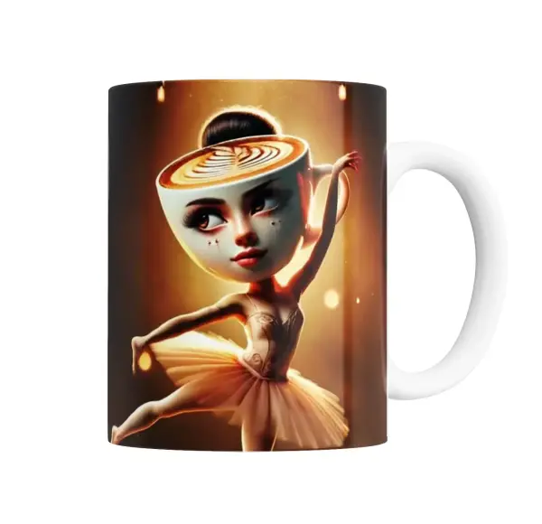 Taza de Cerámica Bailarina con cabeza de capuchino