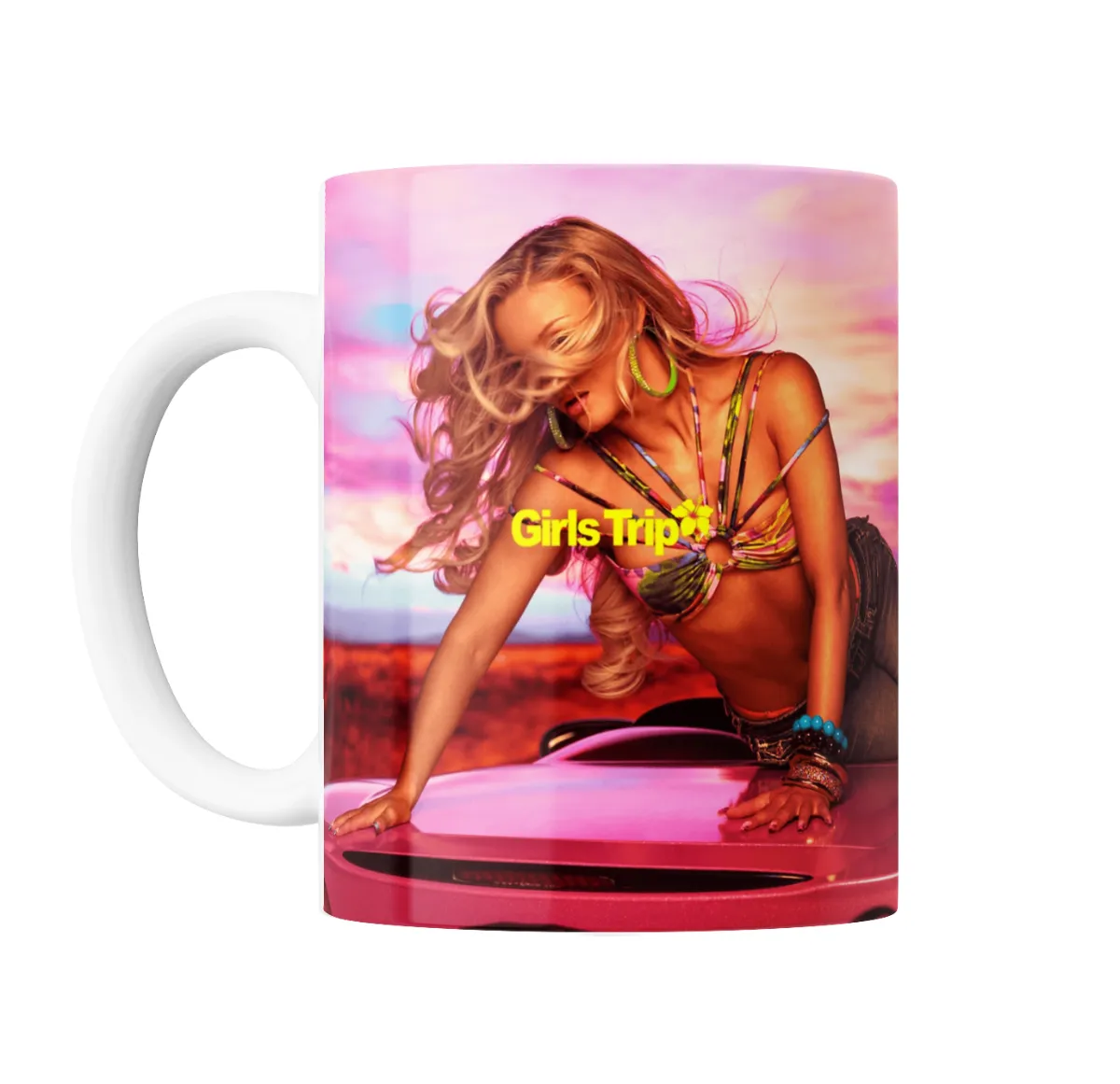 Taza de Cerámica Zara Larsson Girls Trip Chica Rubia en Auto Rosa - vista 2