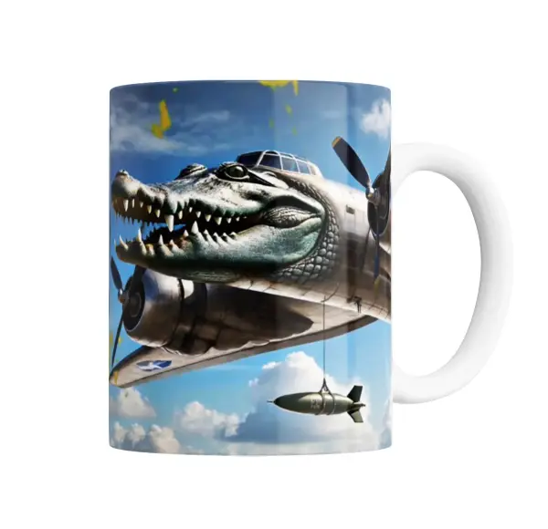 Taza de Cerámica Cocodrilo Avión Bombardero Brainrot