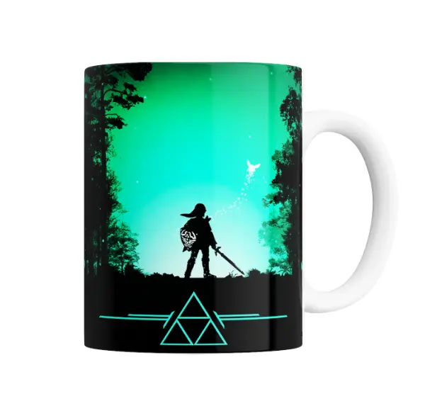 Taza de Cerámica Zelda Link Silueta Triforce Verde