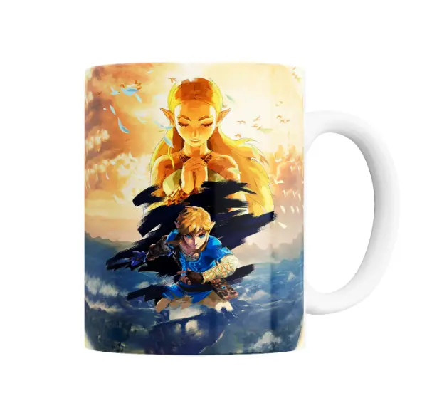 Taza de Cerámica Zelda Link y Zelda Aliento de lo Salvaje