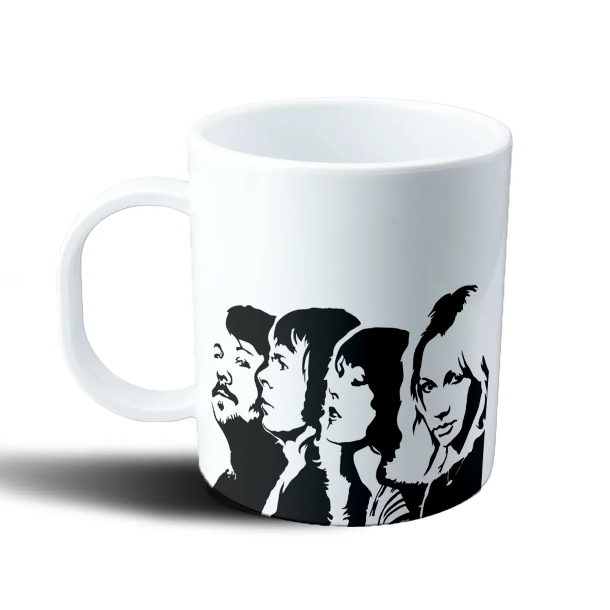 Taza de Plástico Abba Silueta Retrato Blanco y Negro - vista 2
