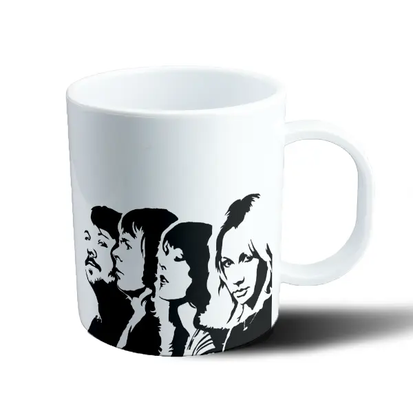 Taza de Plástico Abba Silueta Retrato Blanco y Negro