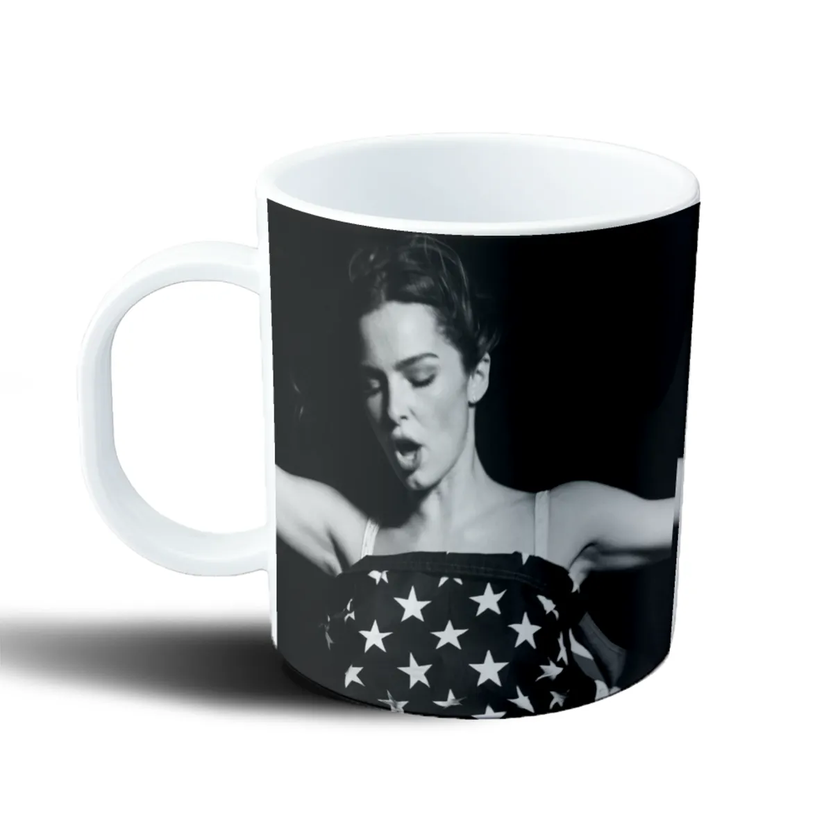Taza de Plástico Addison Rae Blanco y Negro Estrellas - vista 2