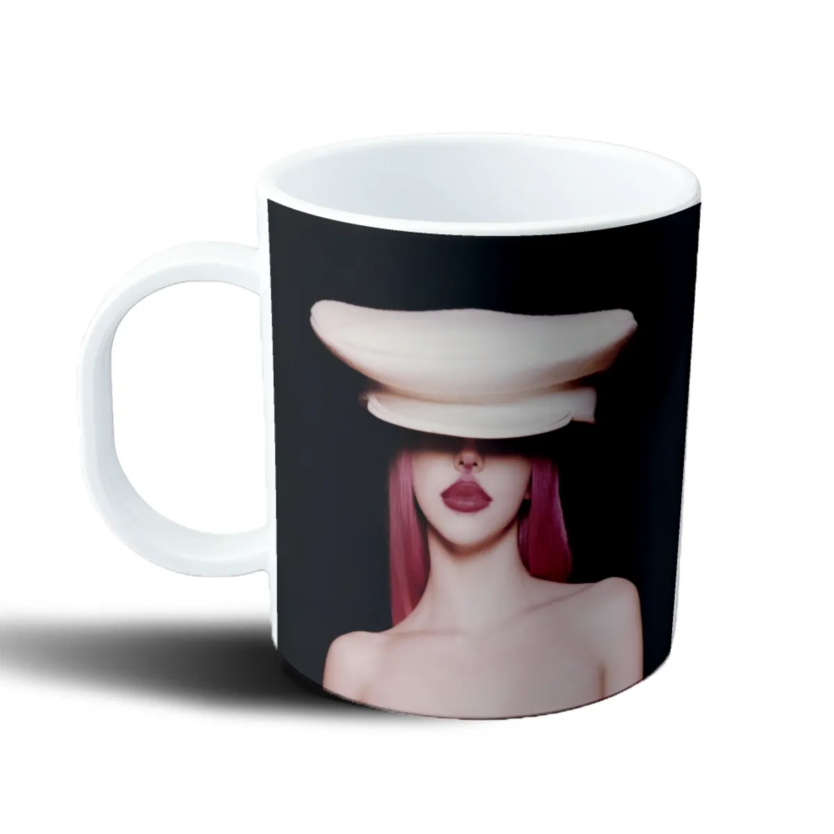 Taza de Plástico Adela Mujer de Pelo Rosa y Sombrero Blanco - vista 2