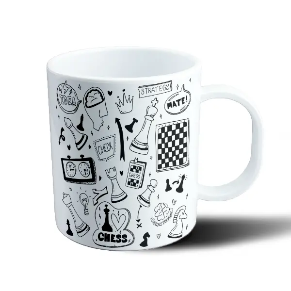 Taza de Plástico Ajedrez Doodle Strategy Mate