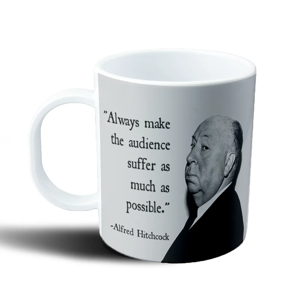 Taza de Plástico Alfred Hitchcock Cita Always Make the Audience Suffer - vista 2