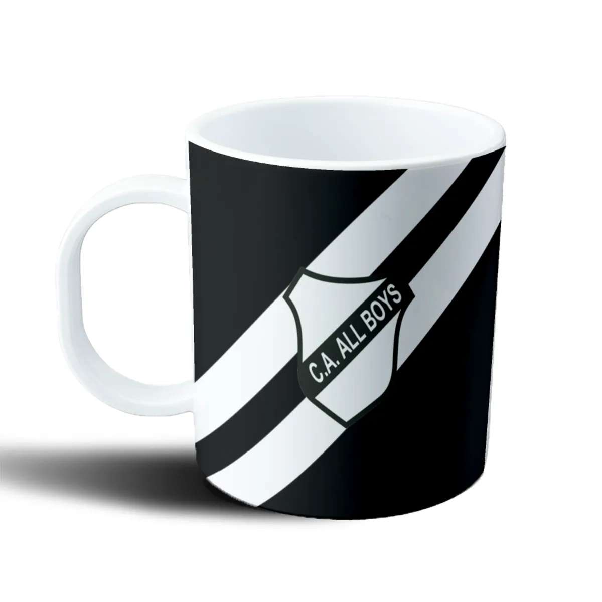 Taza de Plástico All Boys Escudo y Franjas Blancas y Negras - vista 2