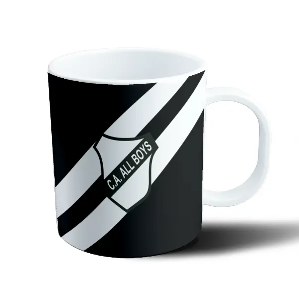 Taza de Plástico All Boys Escudo y Franjas Blancas y Negras