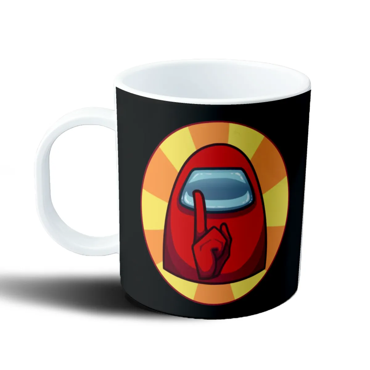 Taza de Plástico Among Us Tripulante Rojo con Dedo en Silencio - vista 2