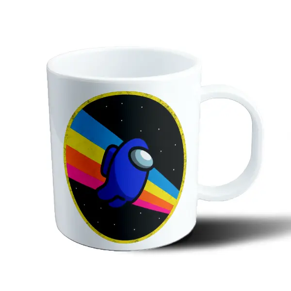 Taza de Plástico Among Us Tripulante Azul con Arcoíris Espacial