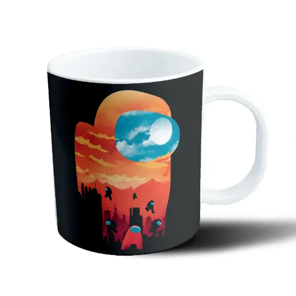 Taza de Plástico Among Us Atardecer en la Ciudad