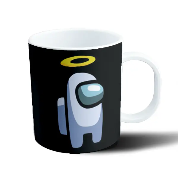 Taza de Plástico Among Us Tripulante Blanco con Aureola