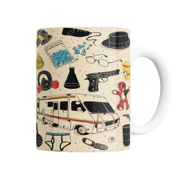 Taza de Cerámica Breaking Bad Iconos Autocaravana Dinero