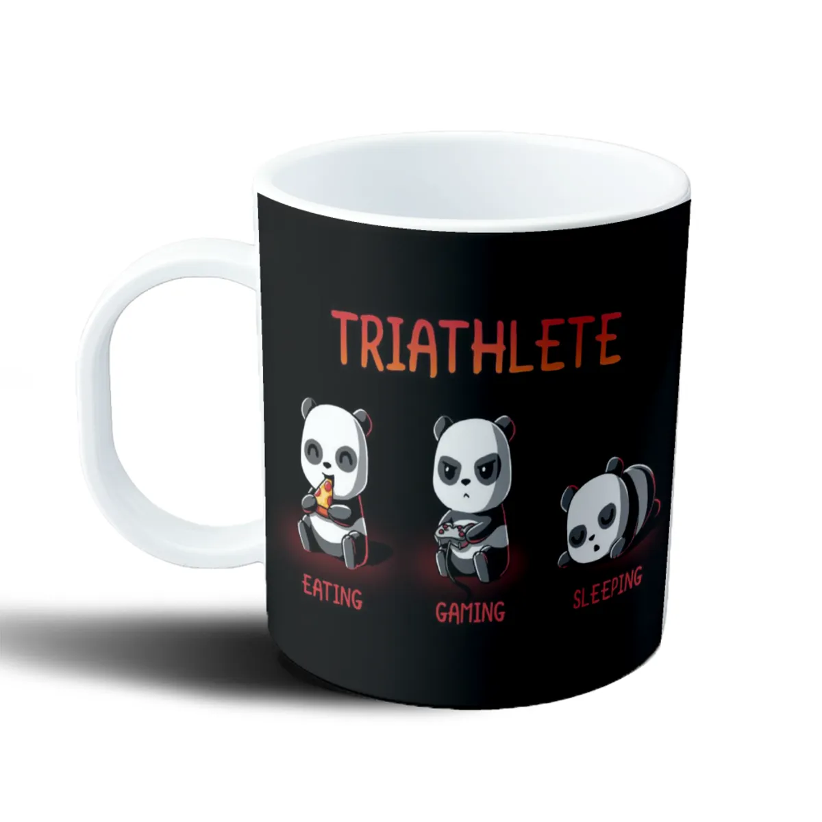 Taza de Plástico Pandas Eating Gaming Sleeping Triathlete - vista 2