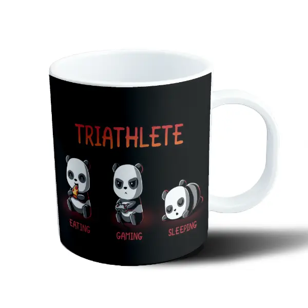 Taza de Plástico Pandas Eating Gaming Sleeping Triathlete
