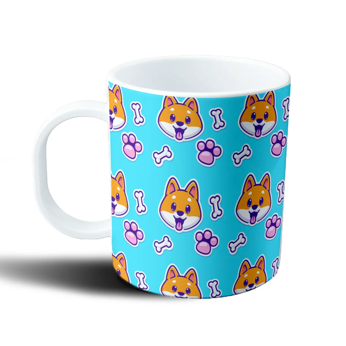 Taza de Plástico Animalitos Perritos Shiba Inu con Huesos y Patitas - vista 2