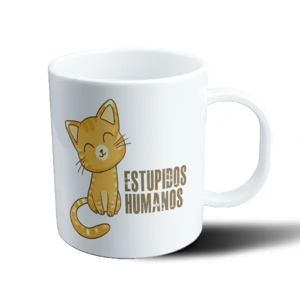Taza de Plástico Gatito Estupidos Humanos